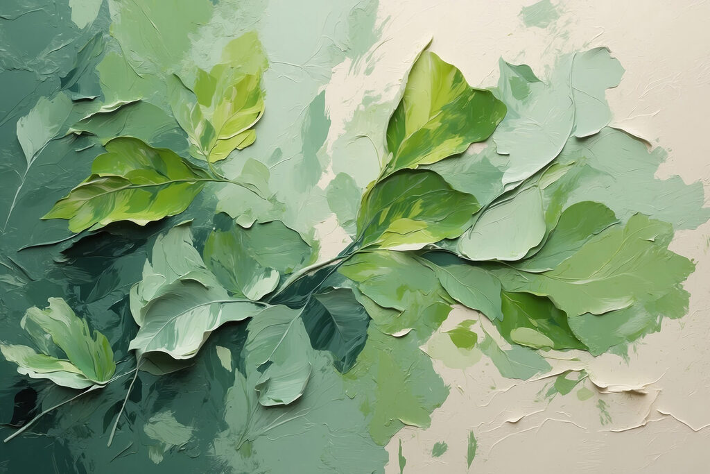 Painting of leaves on a wall