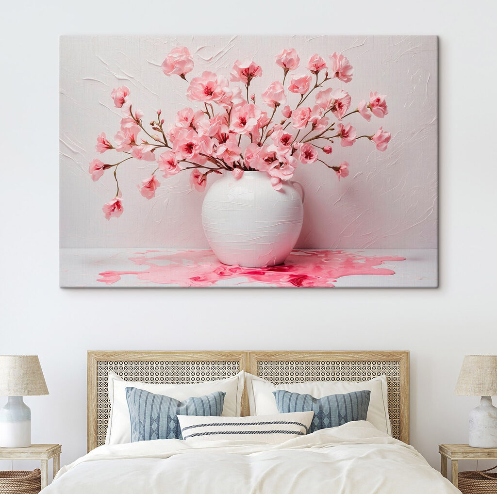 Vase with pink flowers