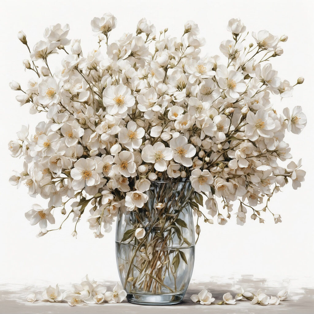 Vase of white flowers