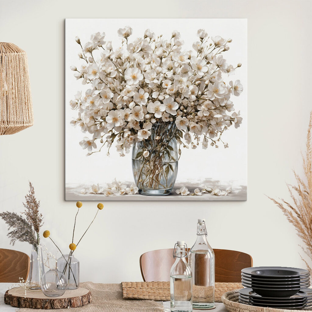 Vase of white flowers