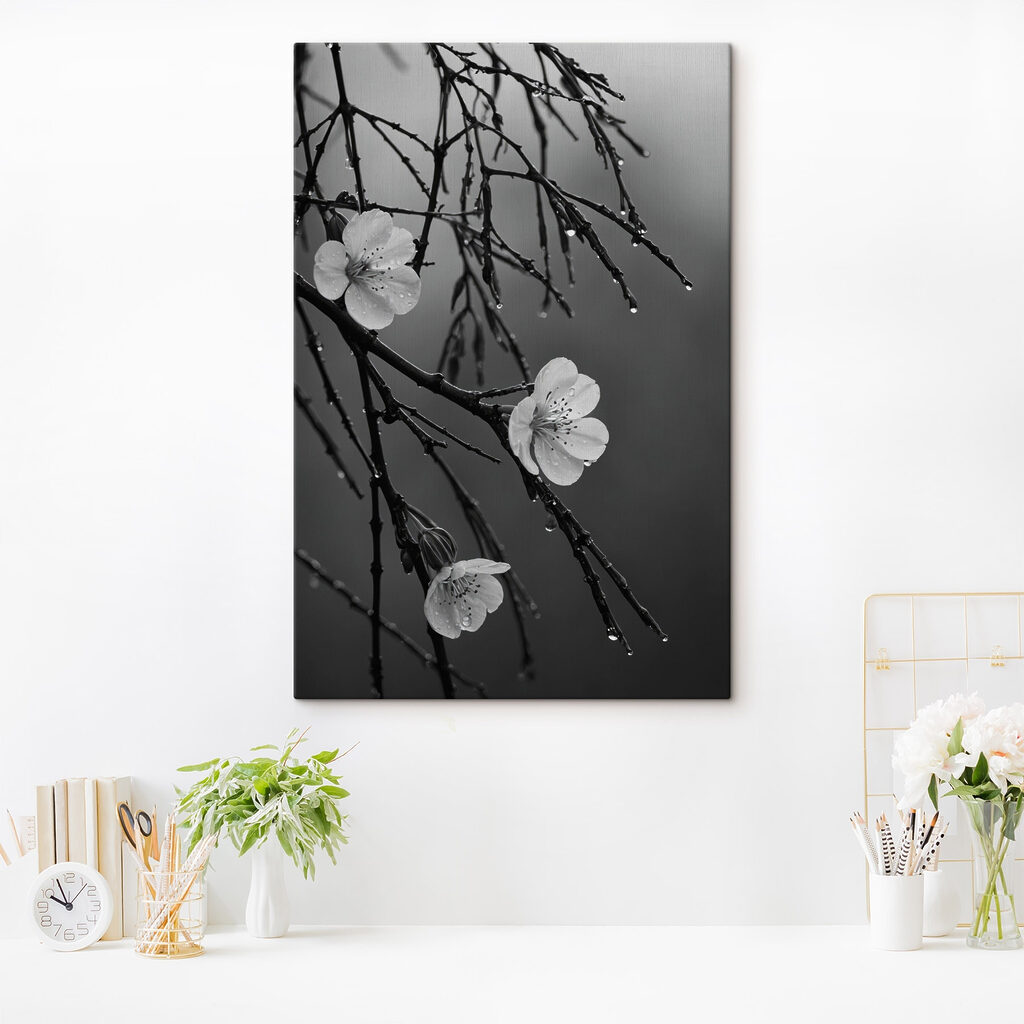 Delicate blooms beneath gentle rain