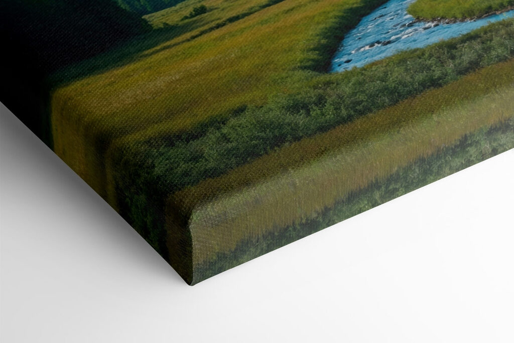 River running through a valley with mountains in the background