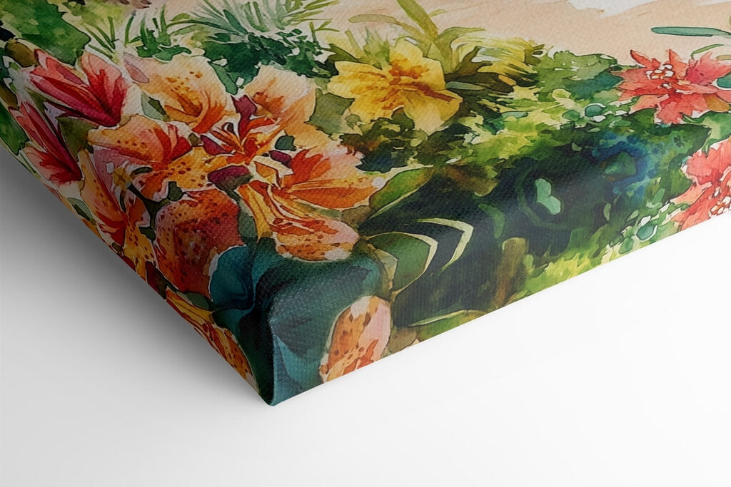 Watercolor painting of a beach and ocean Watercolor painting of a beach and ocean