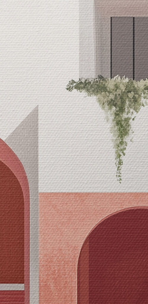 White and pink house with trees White and pink house with trees