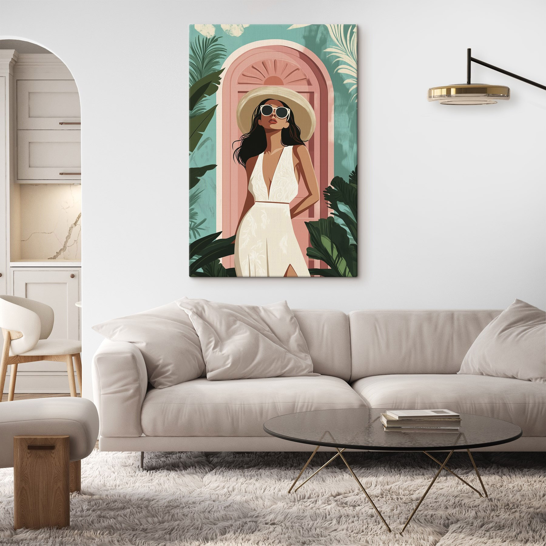 Woman wearing a white dress and hat Woman wearing a white dress and hat