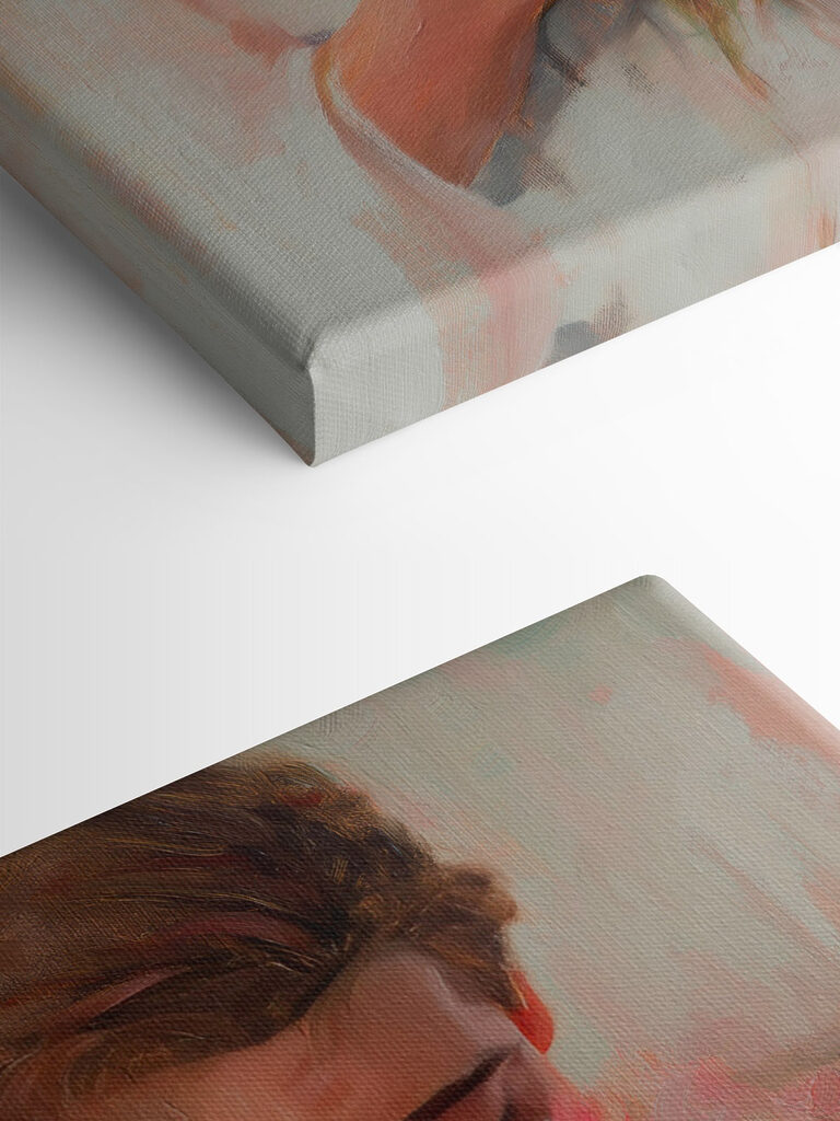 Painting of a man smelling flowers