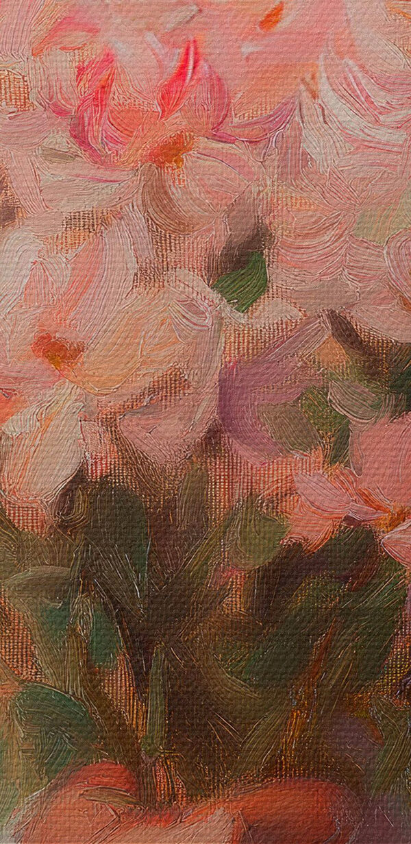 Painting of a man smelling flowers