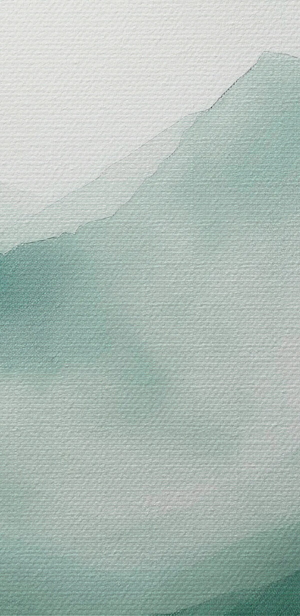 Painting of mountains and fog