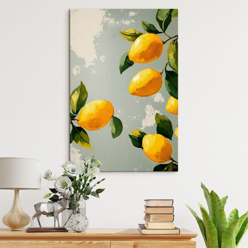 Painting of lemons on a tree