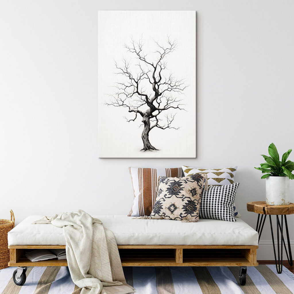 Black and white drawing of a tree