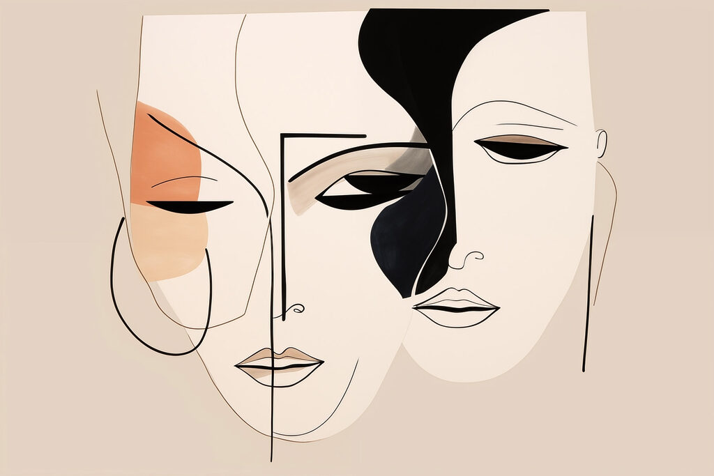 Drawing of faces with different colors