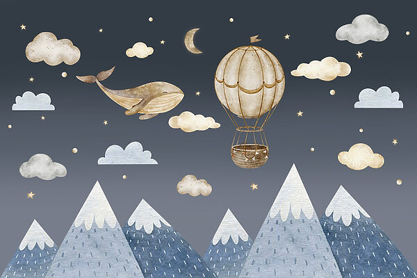 Bálna és hőlégballon az égen Bálna és hőlégballon az égen