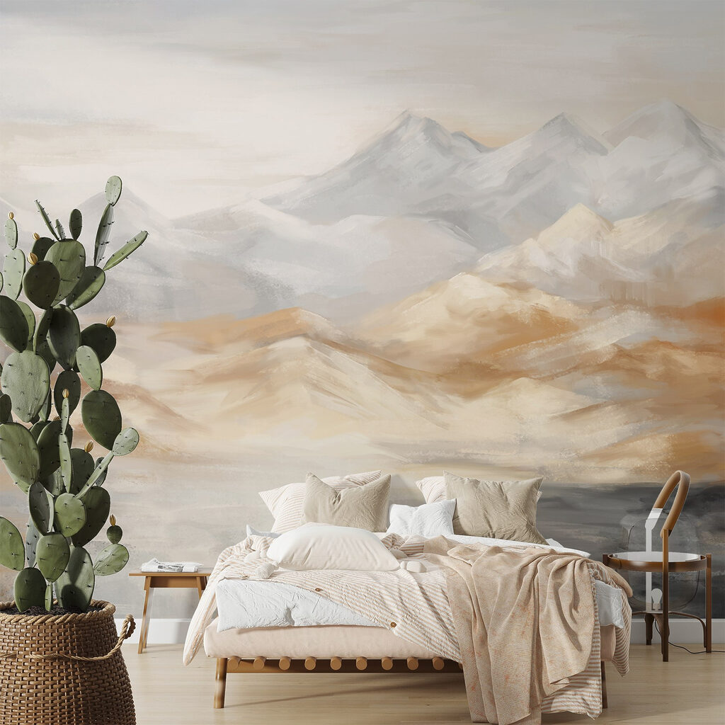 Painting of mountains and water