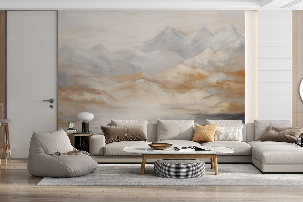 Painting of mountains and water
