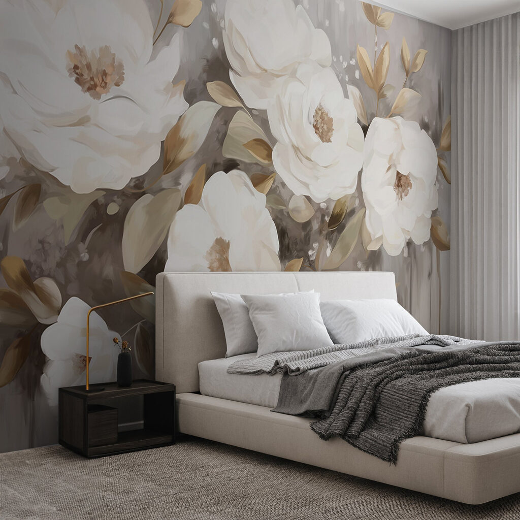 Painting of white flowers and leaves