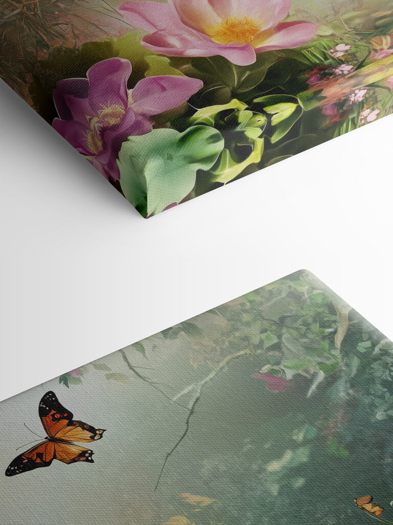 Butterfly and flowers in a forest