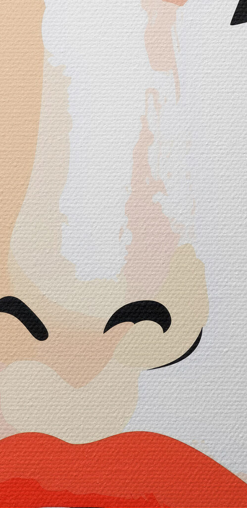 Woman's face with makeup and red lips