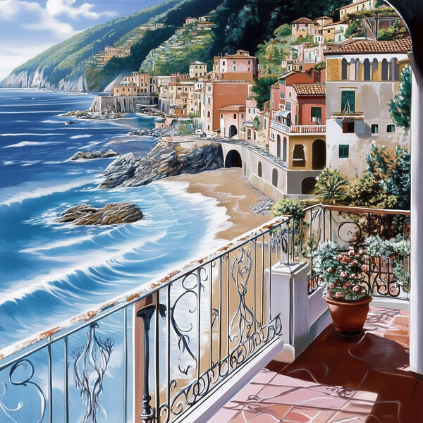 Balkon a strandra és a városra néző erkélyen Balkon a strandra és a városra néző erkélyen