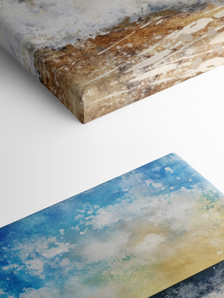 Watercolor of waves crashing on a beach