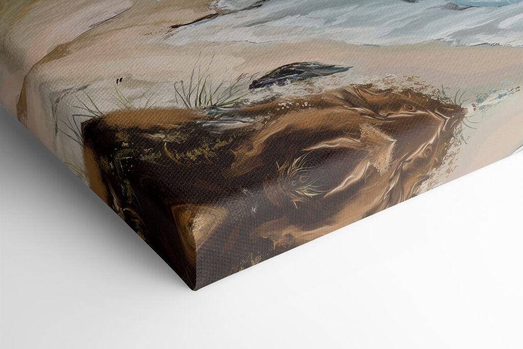 Seagull flying over a beach