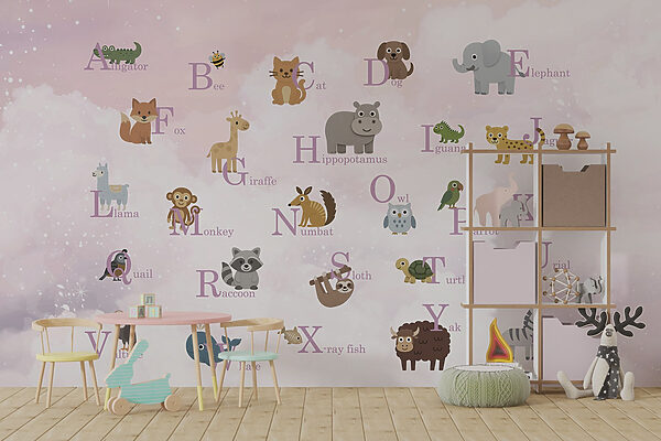 Group of animals with letters