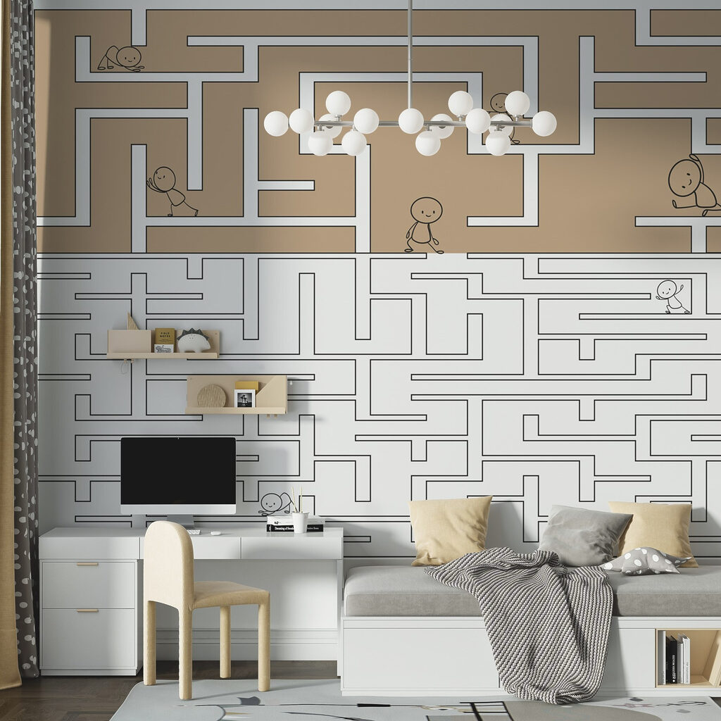 Maze game with people walking on the wall Maze game with people walking on the wall