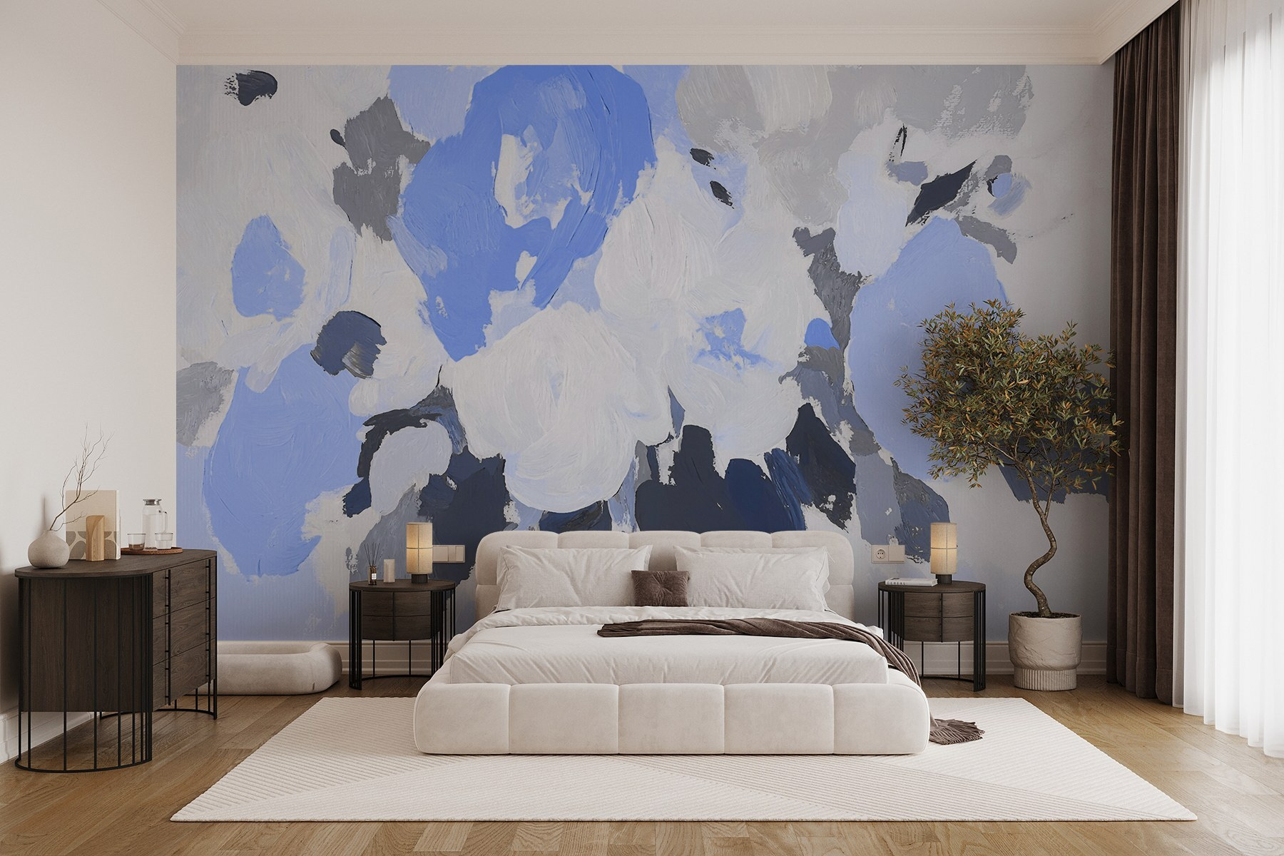 Virágok festése kék és szürke színekben w09070v2pib1mr - Virágok festése kék és szürke színekben - tegory