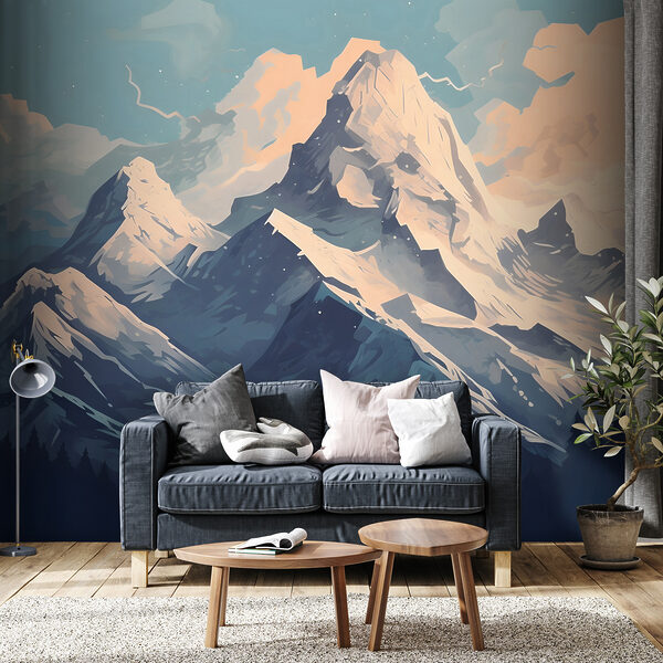 Mountain range with trees and clouds Mountain range with trees and clouds