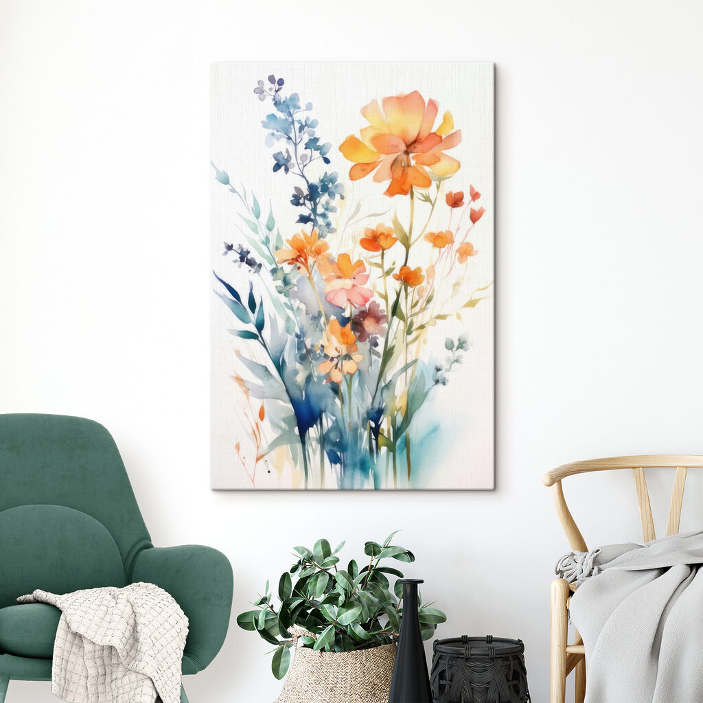A painting of flowers and leaves A painting of flowers and leaves