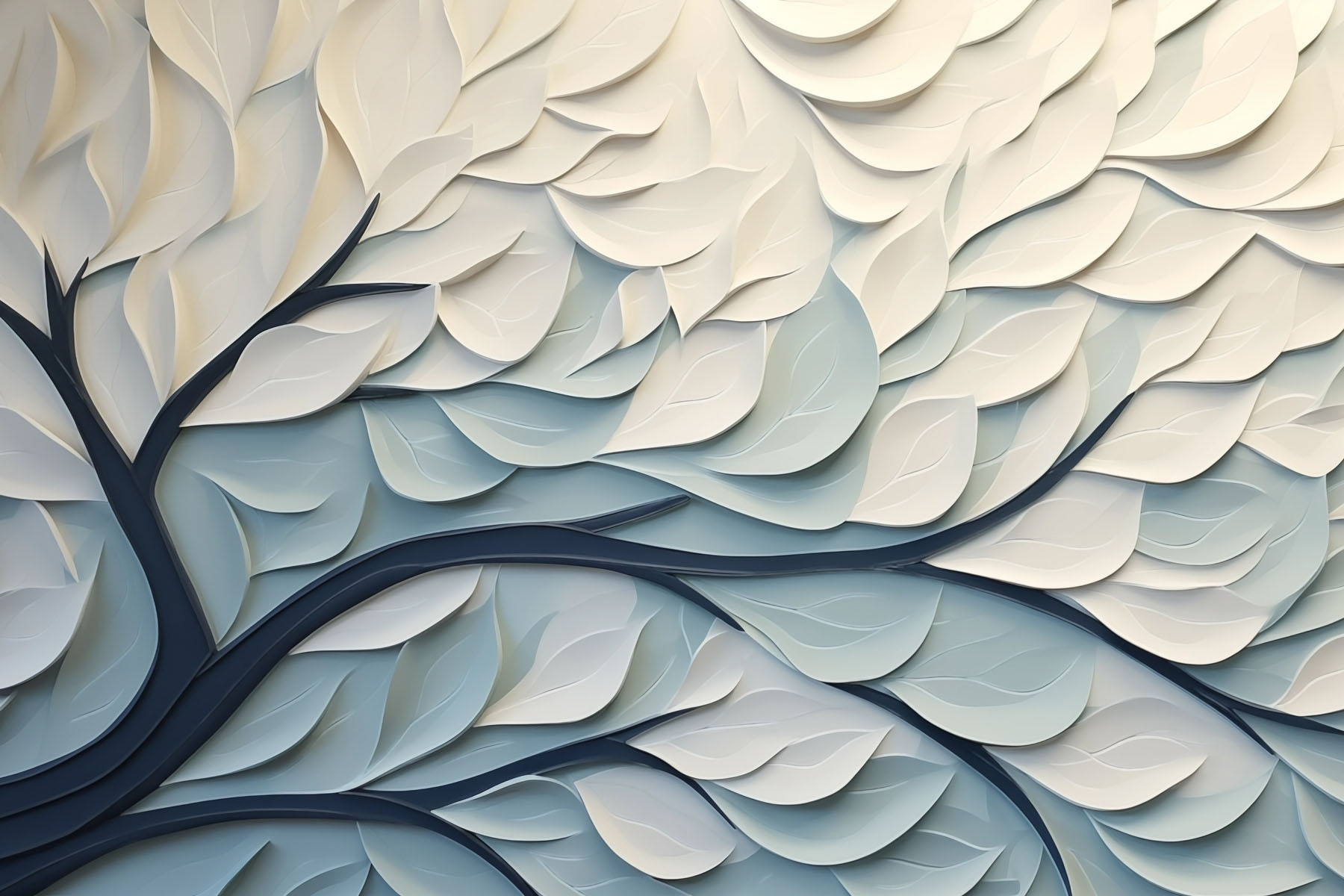 White and blue tree with leaves White and blue tree with leaves