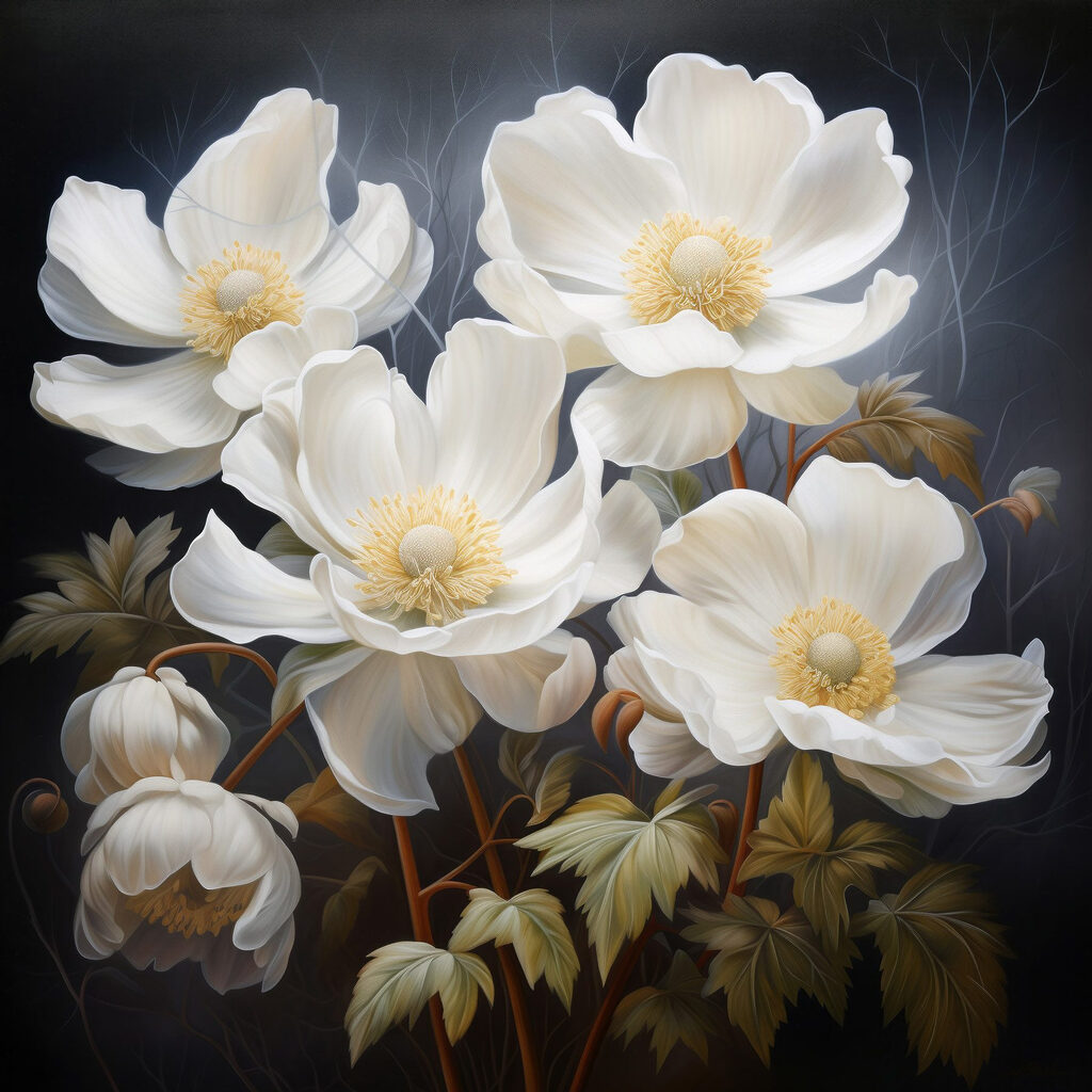 Painting of white flowers