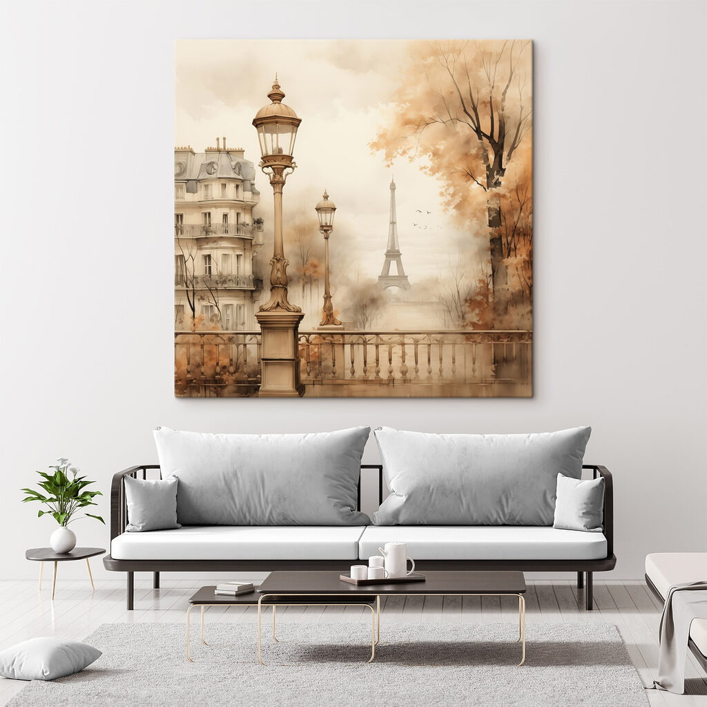 Street lamp and trees with a tower in the background