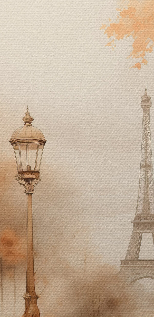 Street lamp and trees with a tower in the background