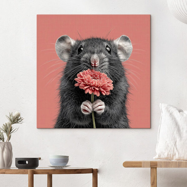 Mouse holding a flower