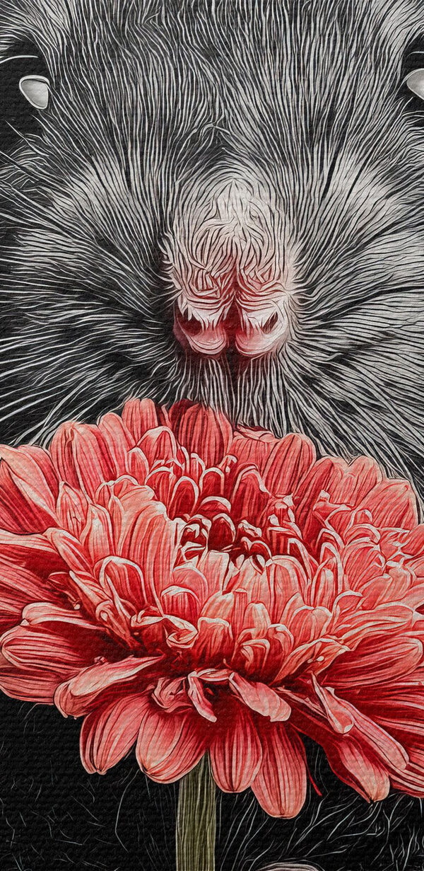 Mouse holding a flower