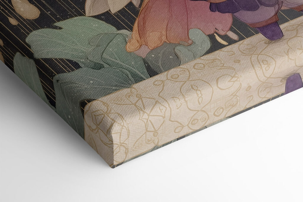 Cartoon of a little angel with wings and a crown holding a staff