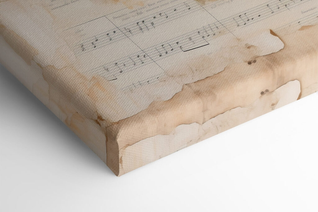 Painting of flowers on a sheet of music