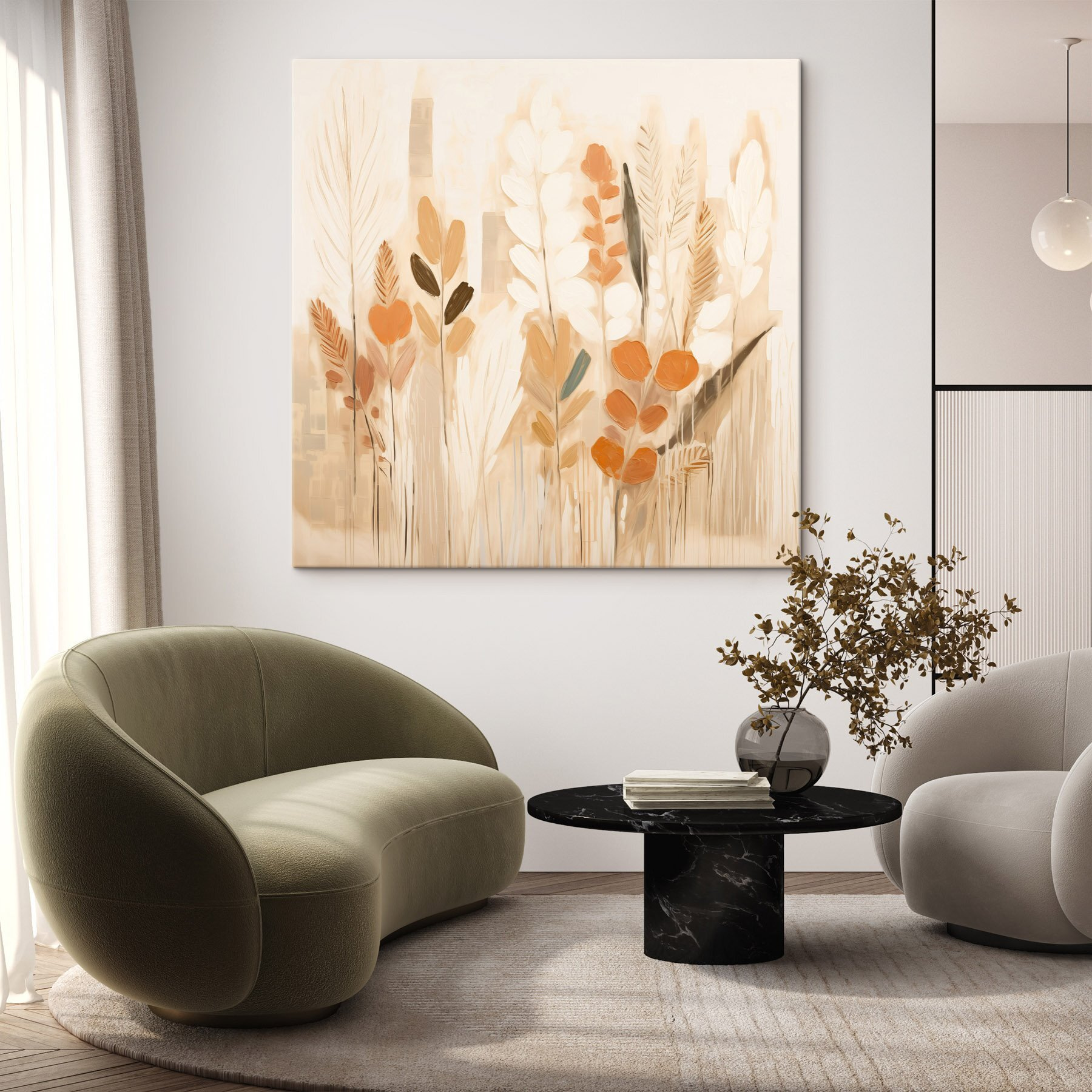 Painting of plants with leaves