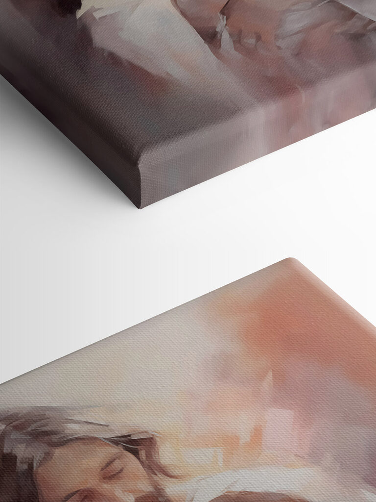 Painting of a man holding a baby