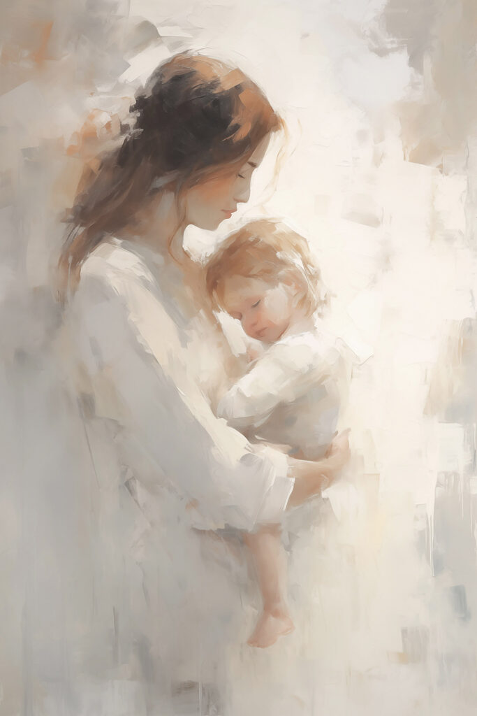 Painting of a woman holding a baby