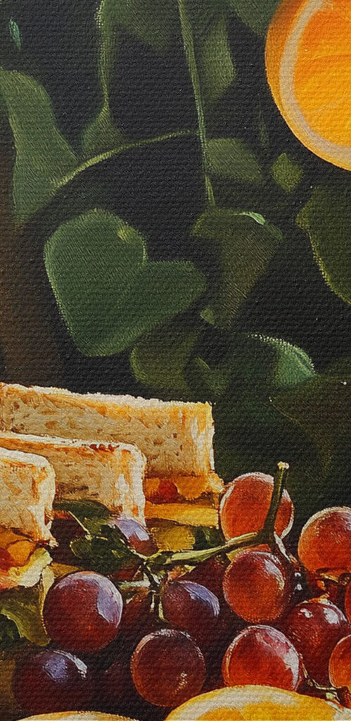 Plate of sandwiches and fruit on a table Plate of sandwiches and fruit on a table