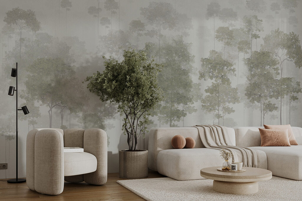 Group of trees in fog Group of trees in fog