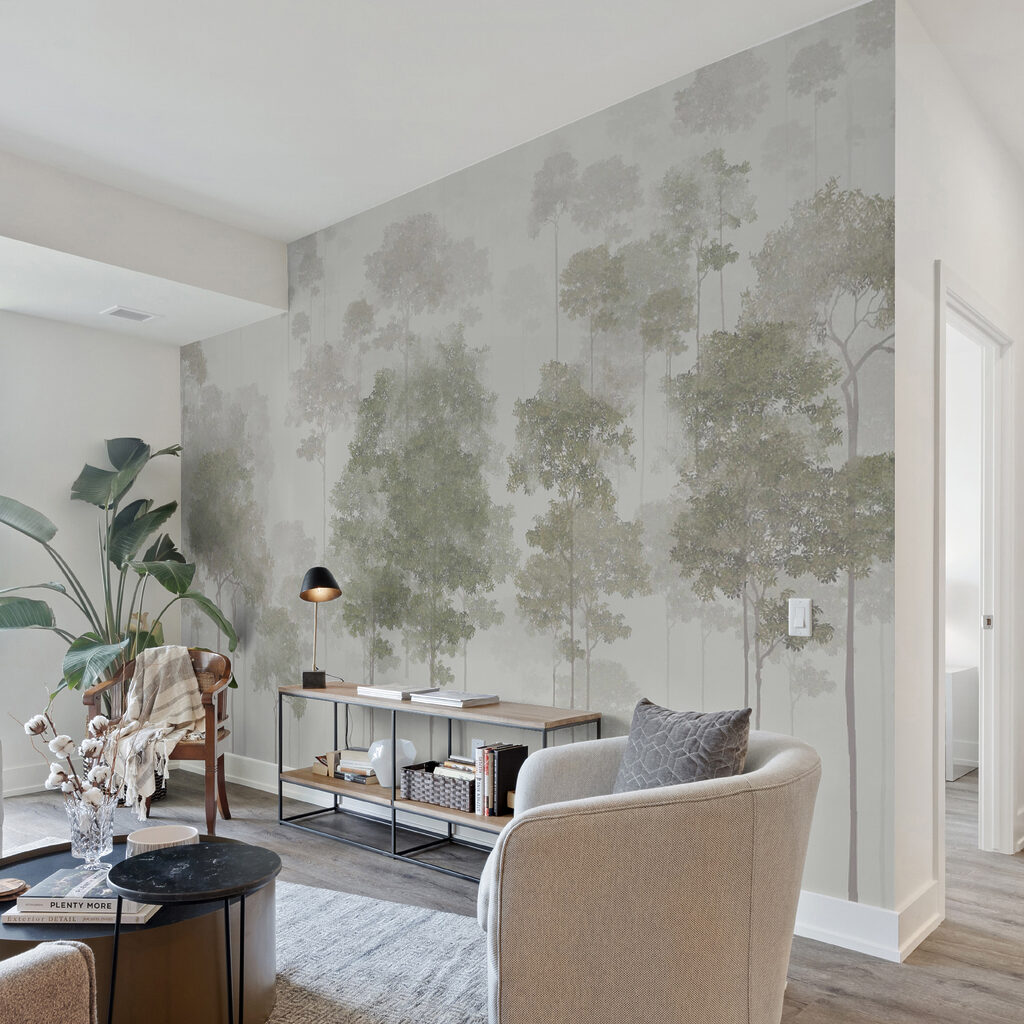 Group of trees in fog Group of trees in fog