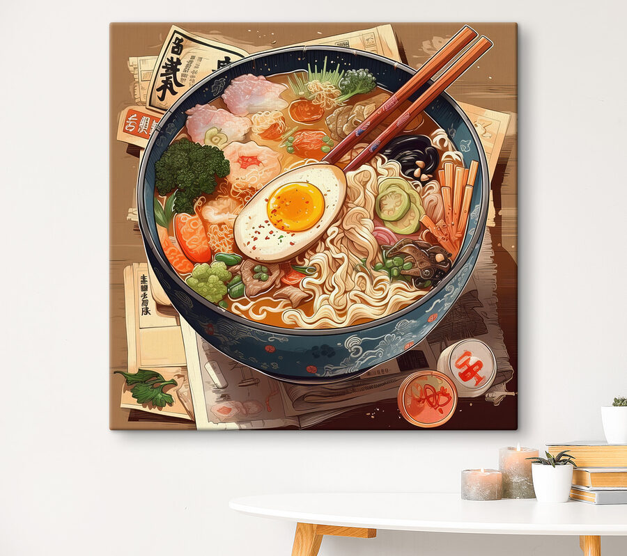 Egy tál ramen evőpálcikával és egy tojással Egy tál ramen evőpálcikával és egy tojással