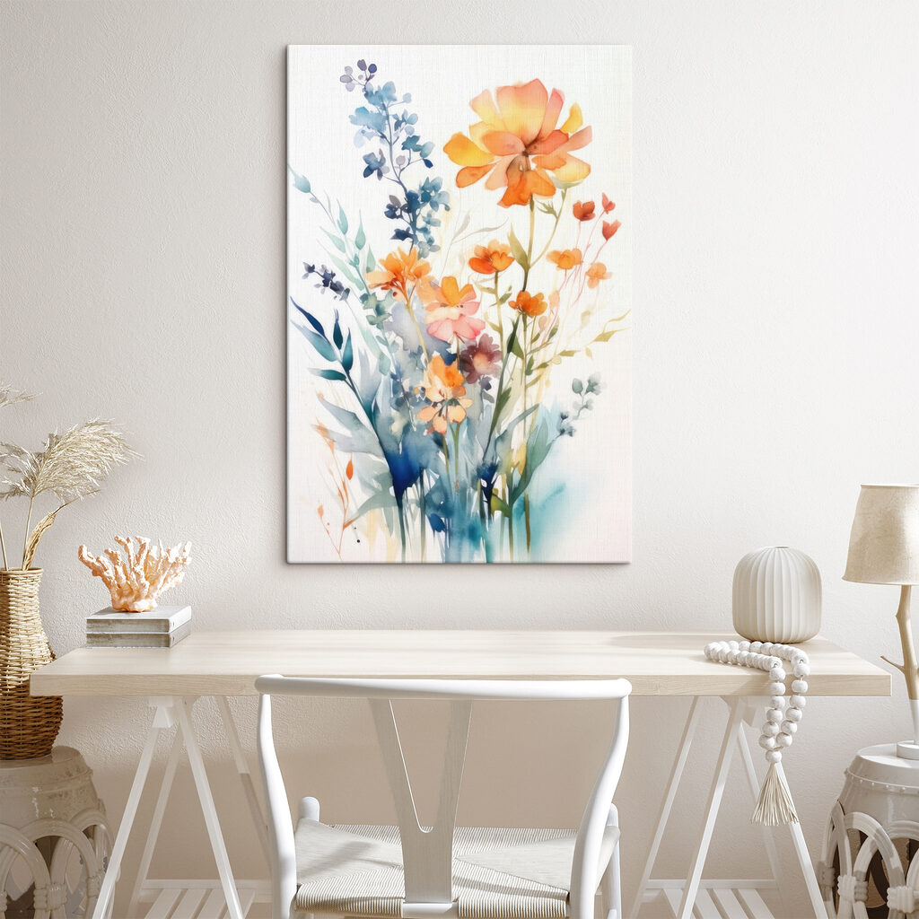 A painting of flowers and leaves A painting of flowers and leaves