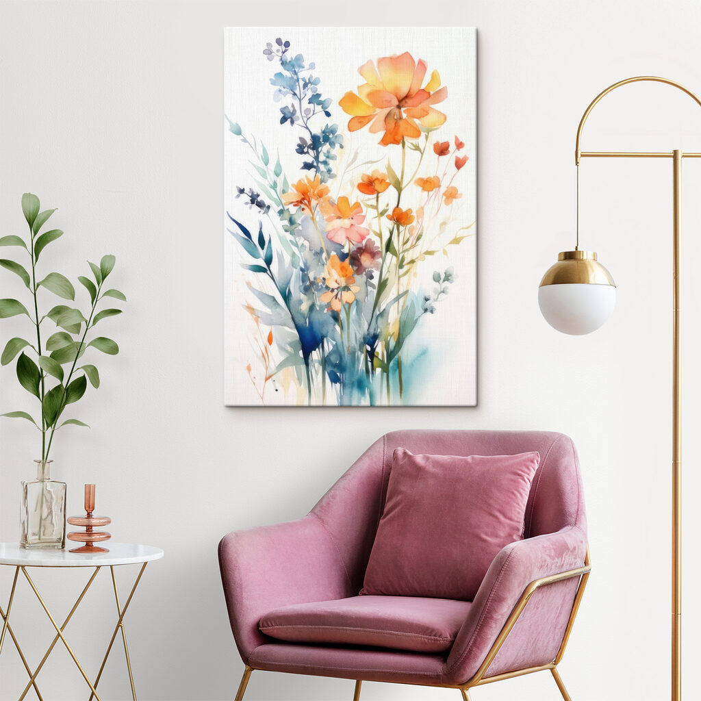 A painting of flowers and leaves A painting of flowers and leaves
