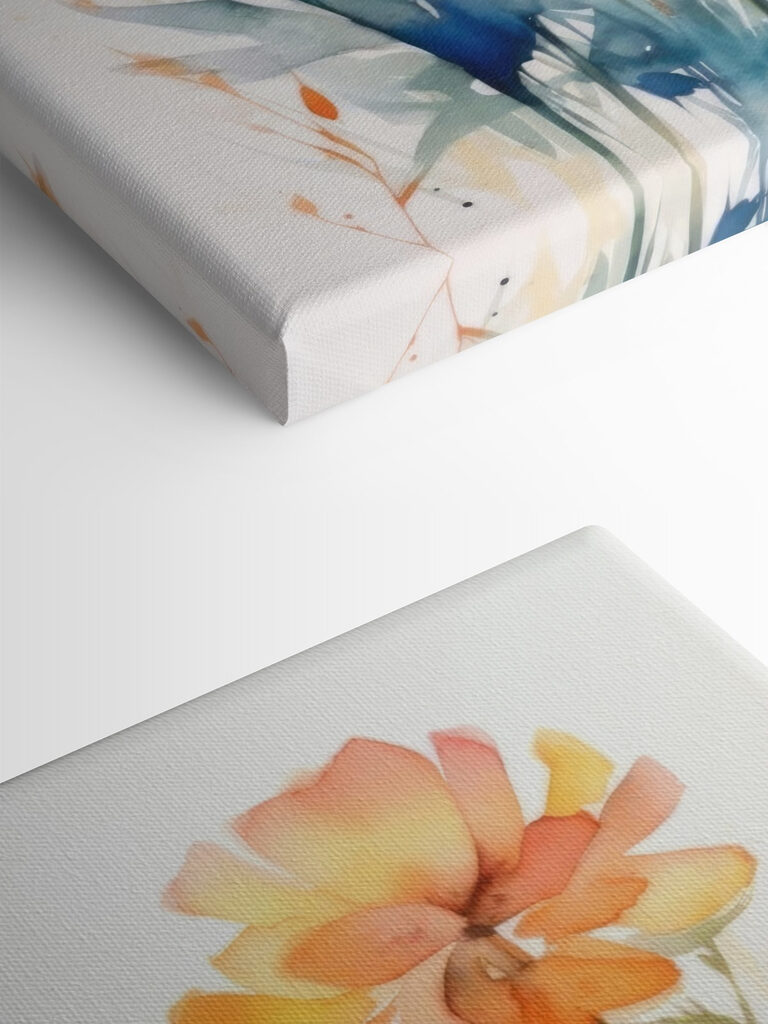 A painting of flowers and leaves A painting of flowers and leaves