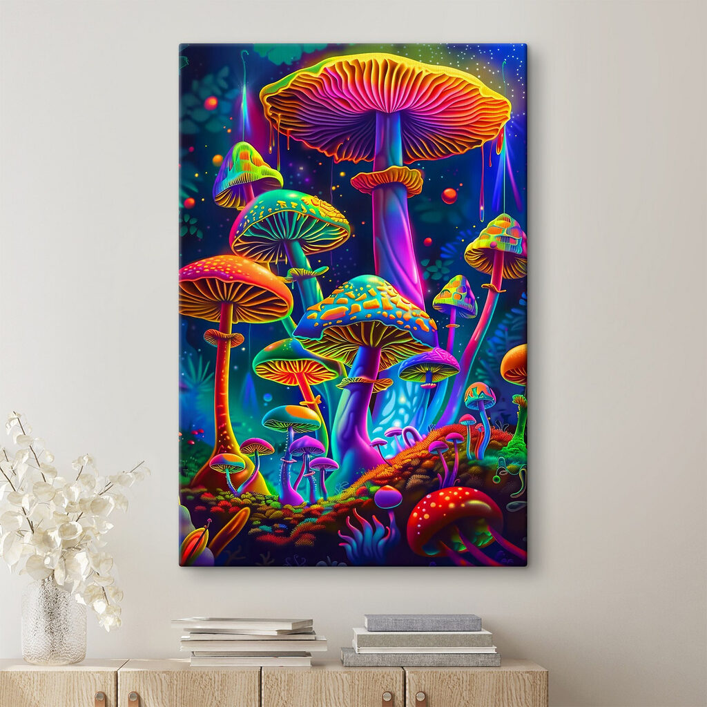 A colorful mushrooms in a forest