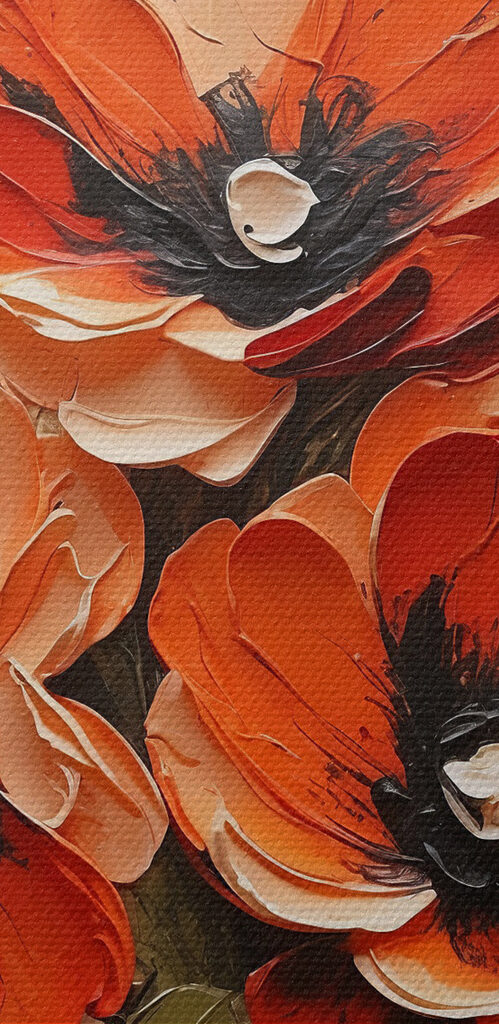 A painting of flowers in a vase