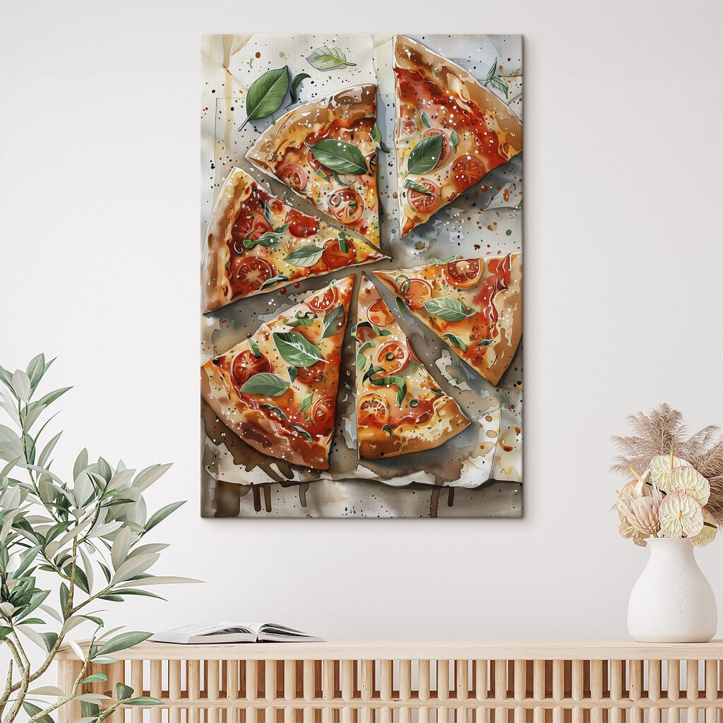 Pizza with tomatoes and basil